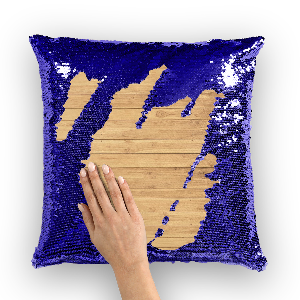 Wood Floor Sequin Cushion Cover