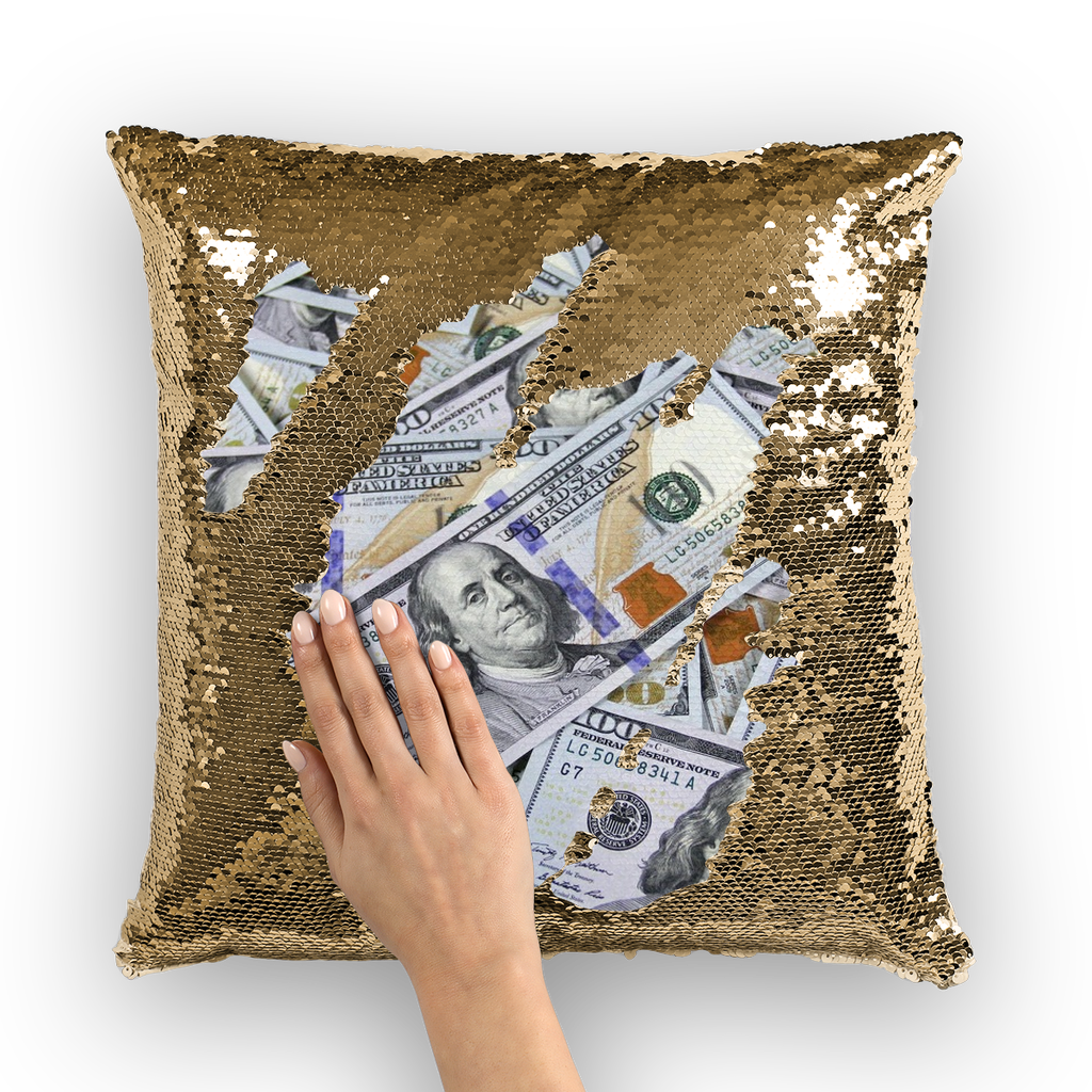 Money Sequin Cushion Cover