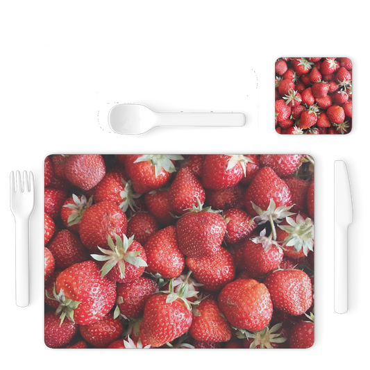 Strawberry Single Placemat and Coaster Set