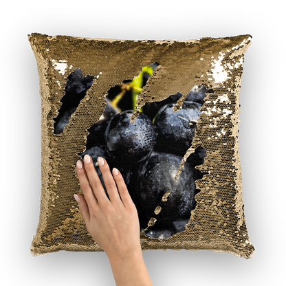 Grapes Sequin Cushion Cover