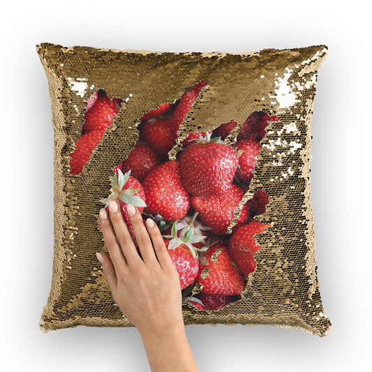 Strawberry Sequin Cushion Cover