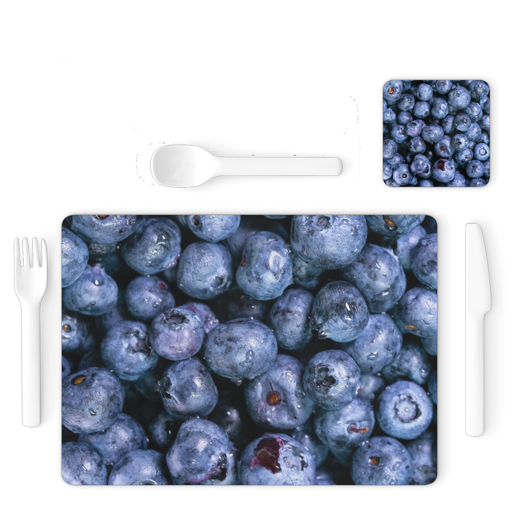 Blueberry Single Placemat and Coaster Set