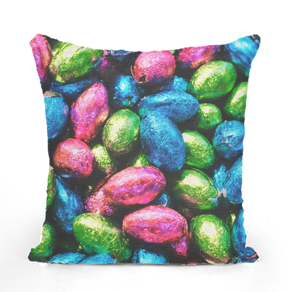 Easter Eggs Sequin Cushion Cover