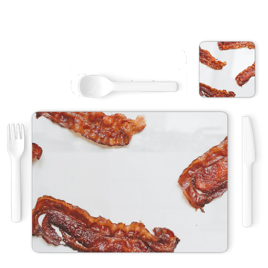 Bacon Single Placemat and Coaster Set