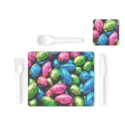 Easter Eggs Single Placemat and Coaster Set