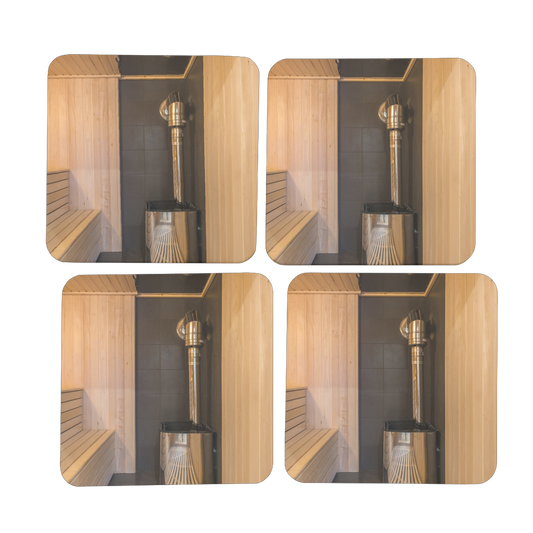 Sauna Hardboard Coaster Set of 4