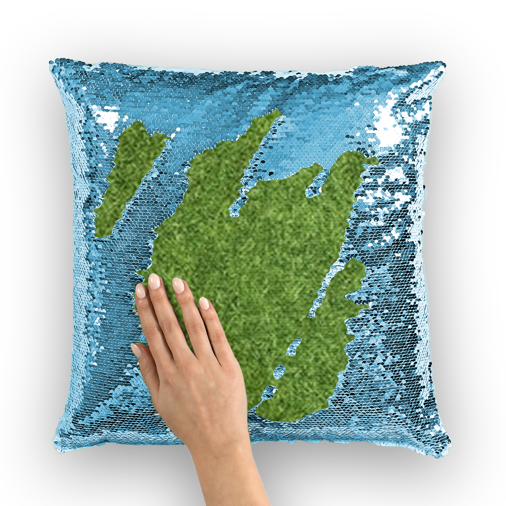 Grass Sequin Cushion Cover