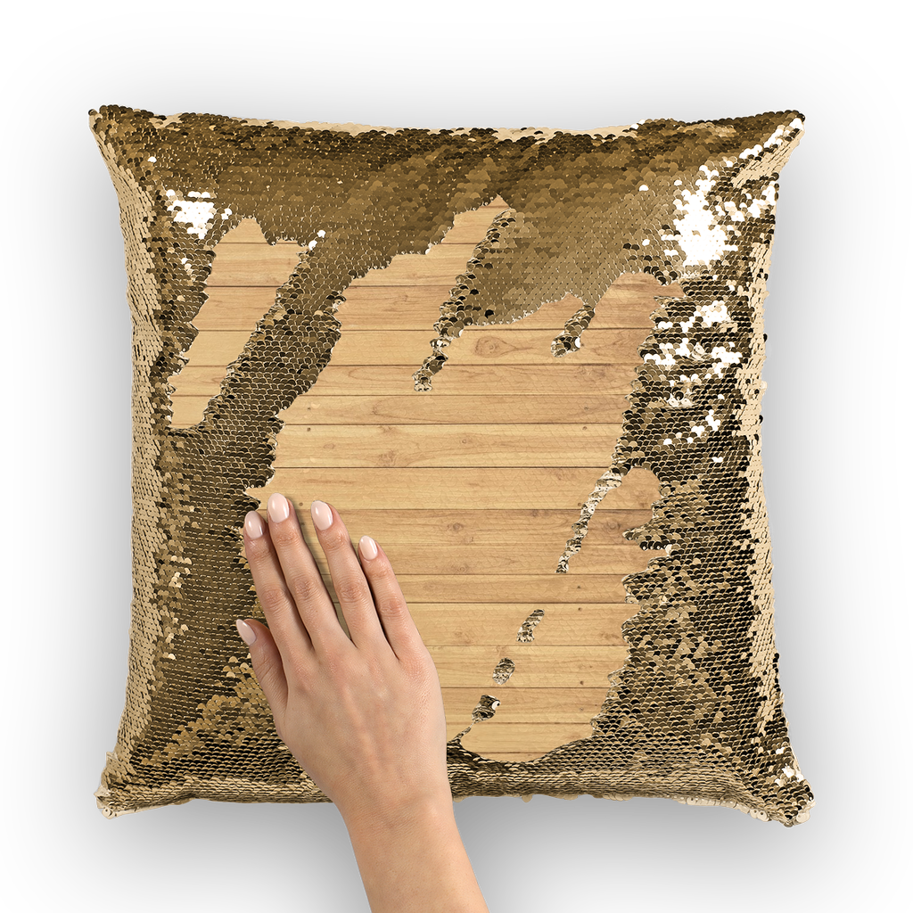 Wood Floor Sequin Cushion Cover