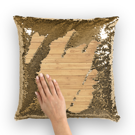 Wood Floor Sequin Cushion Cover