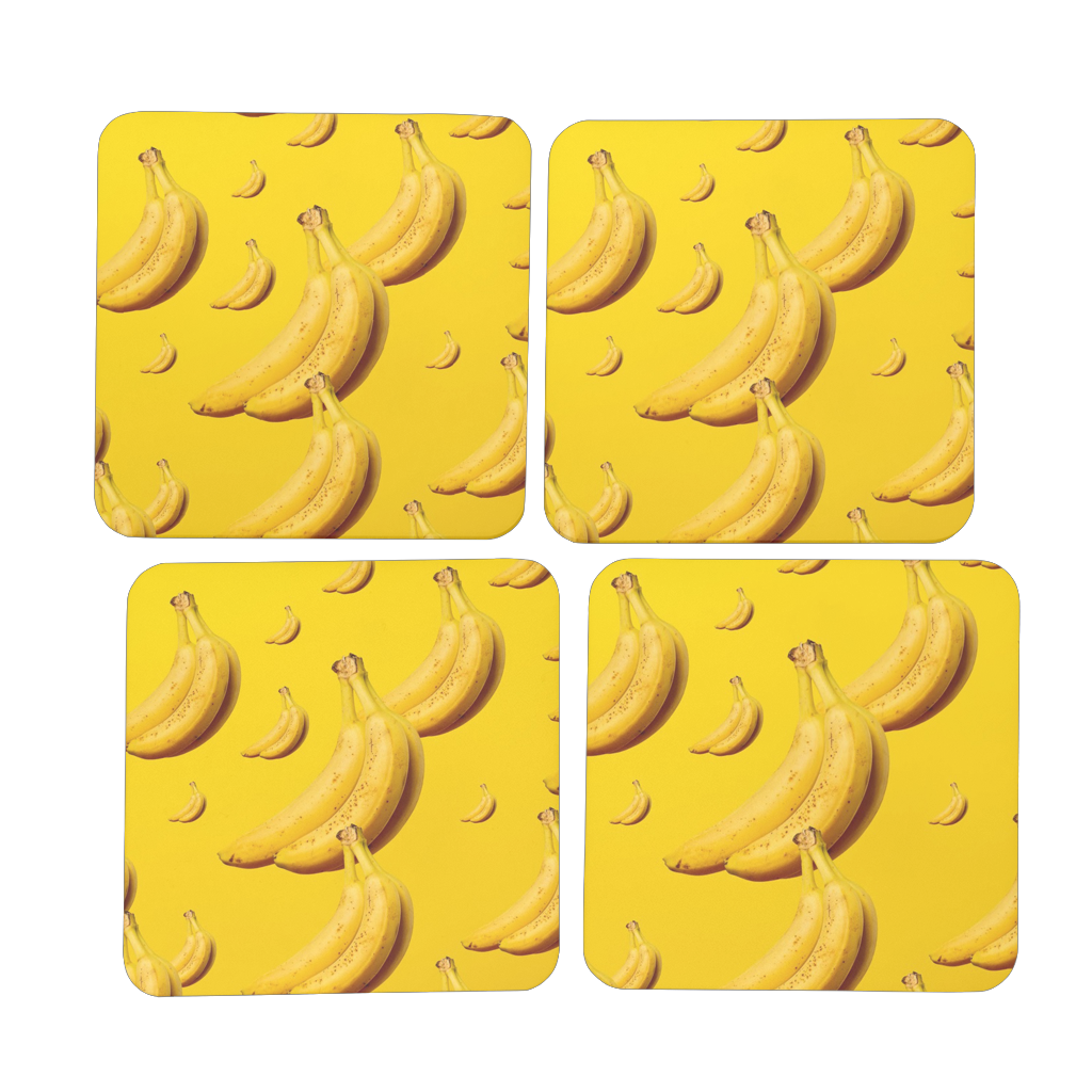 Banana Hardboard Coaster Set of 4