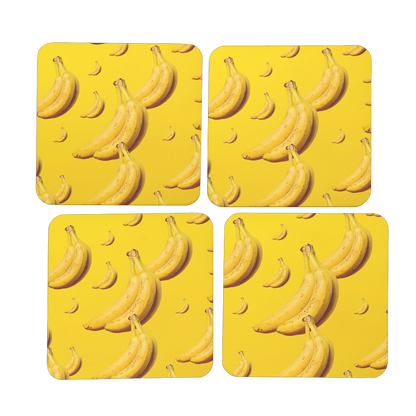 Banana Hardboard Coaster Set of 4