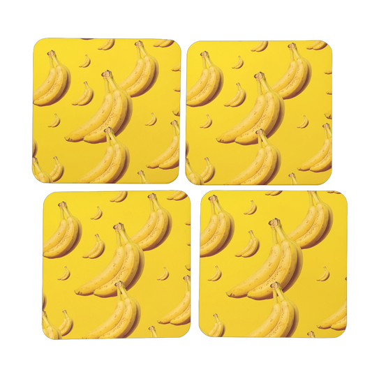 Banana Hardboard Coaster Set of 4