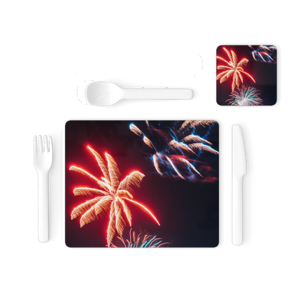 Fireworks Single Placemat and Coaster Set