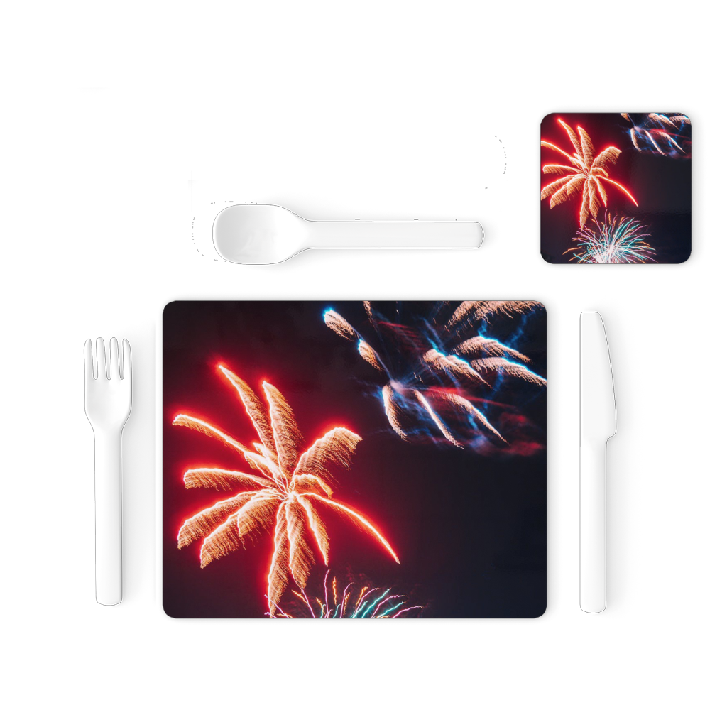 Fireworks Single Placemat and Coaster Set