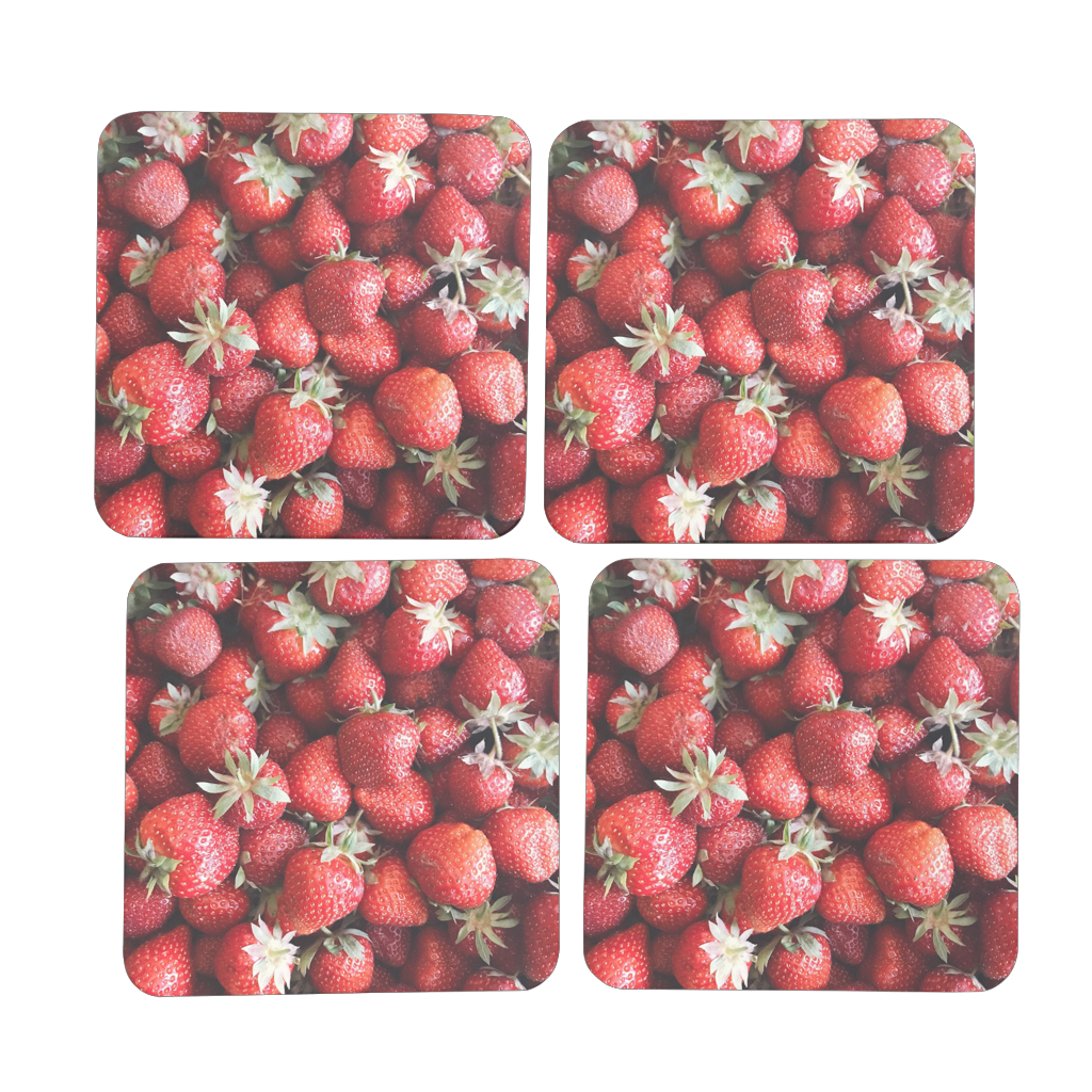 Strawberry Hardboard Coaster Set of 4