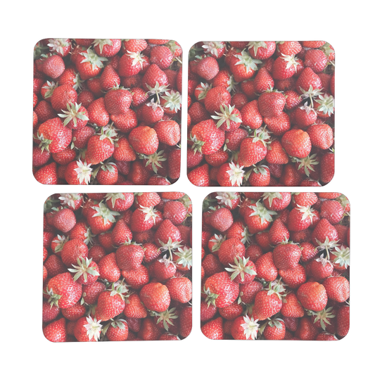 Strawberry Hardboard Coaster Set of 4