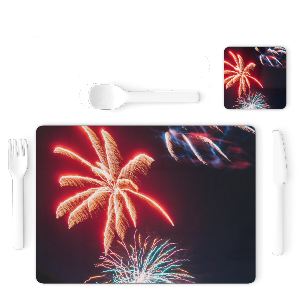 Fireworks Single Placemat and Coaster Set