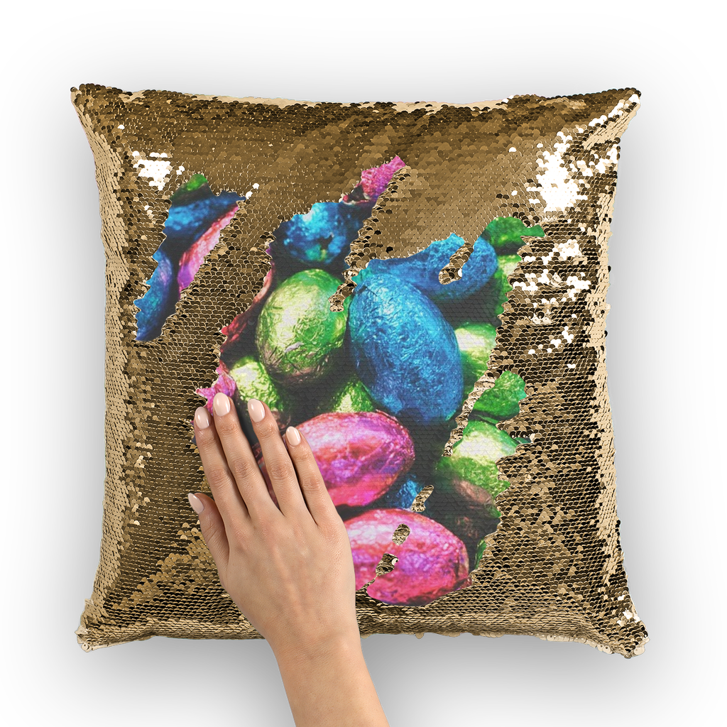 Easter Eggs Sequin Cushion Cover