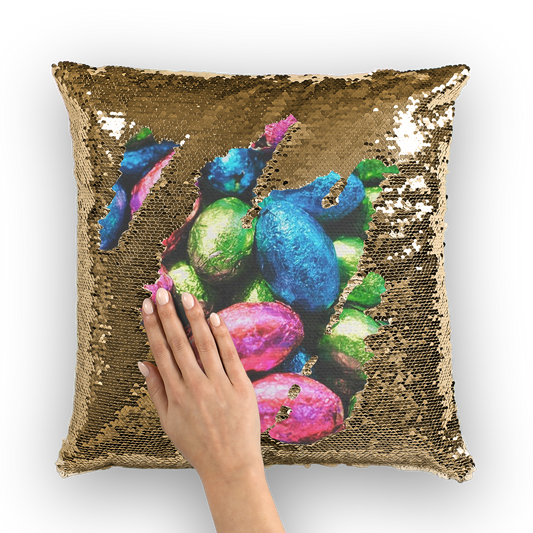 Easter Eggs Sequin Cushion Cover