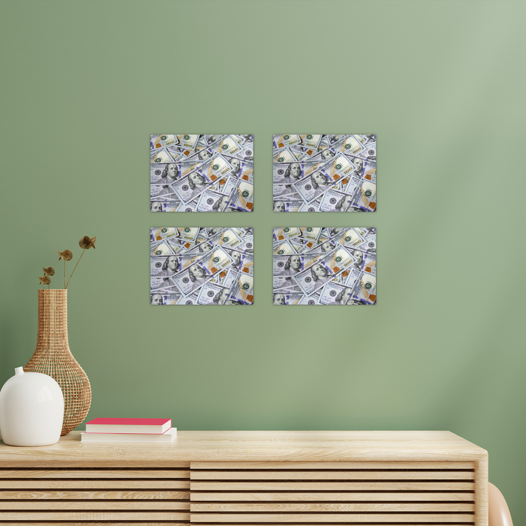 Money Rectangle Wall Tiles Set of 4