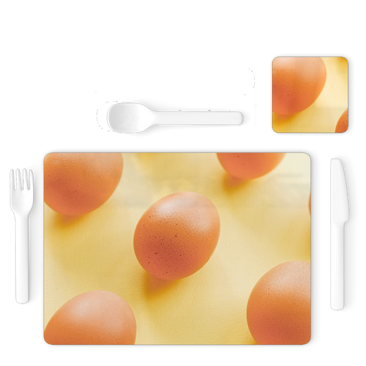 Eggs Single Placemat and Coaster Set