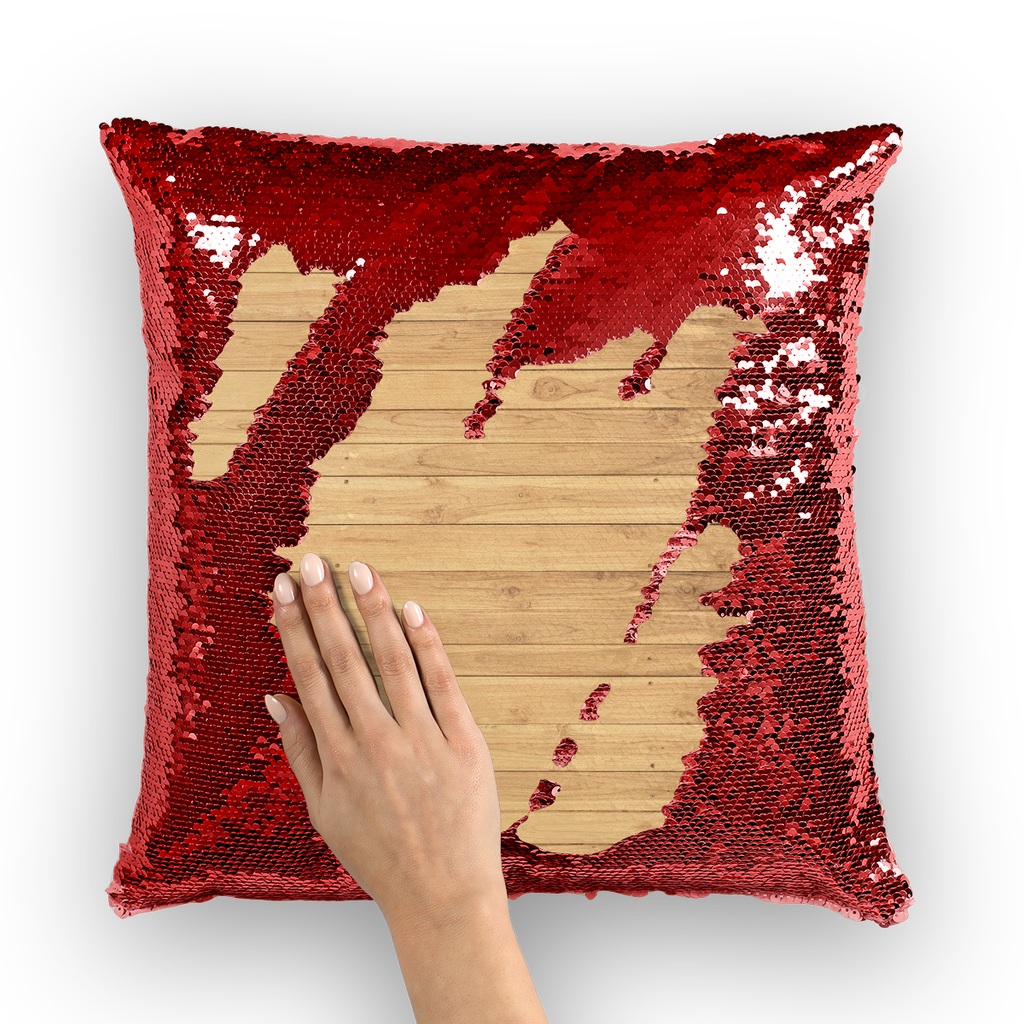 Wood Floor Sequin Cushion Cover