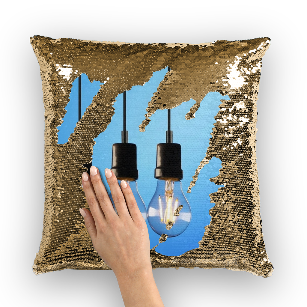 Light Bulbs Sequin Cushion Cover