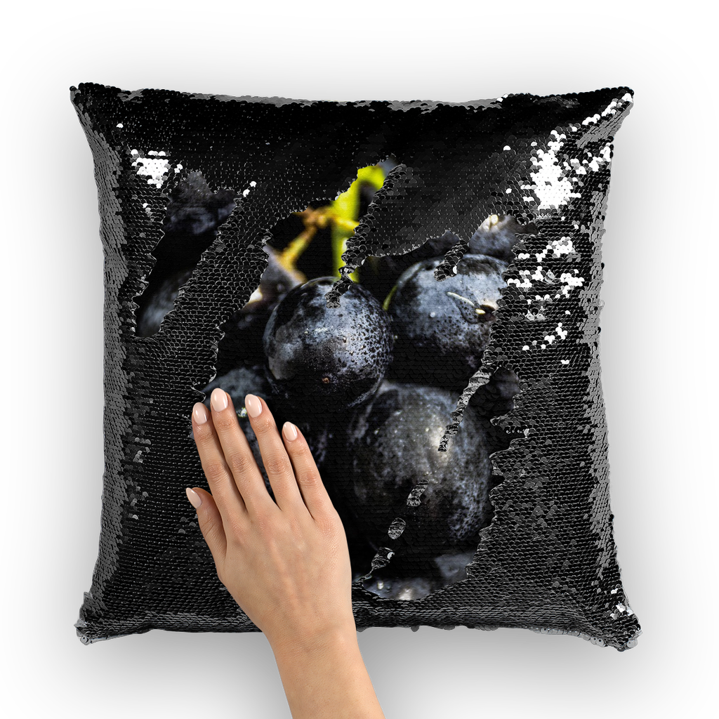 Grapes Sequin Cushion Cover