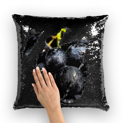 Grapes Sequin Cushion Cover