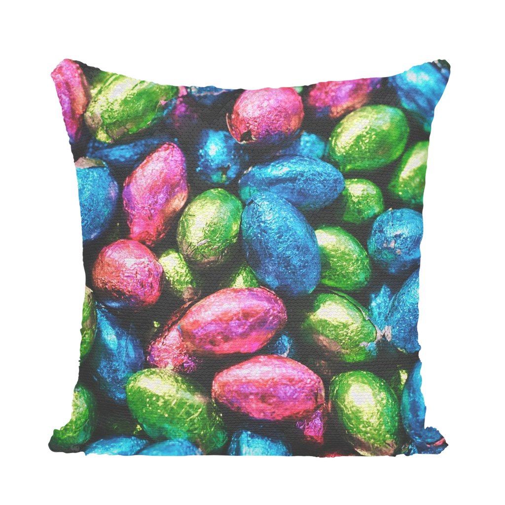 Easter Eggs Sequin Cushion Cover