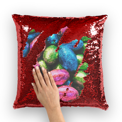 Easter Eggs Sequin Cushion Cover