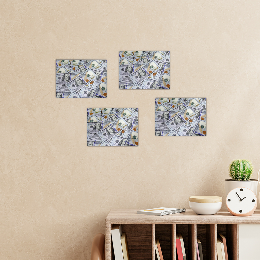 Money Rectangle Wall Tiles Set of 4