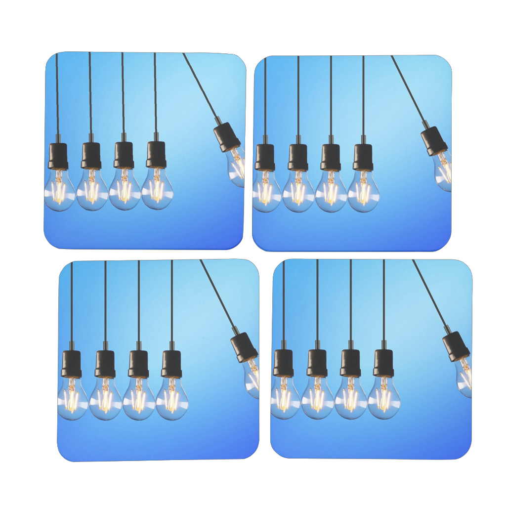 Light Bulbs Hardboard Coaster Set of 4