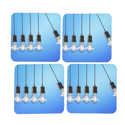 Light Bulbs Hardboard Coaster Set of 4