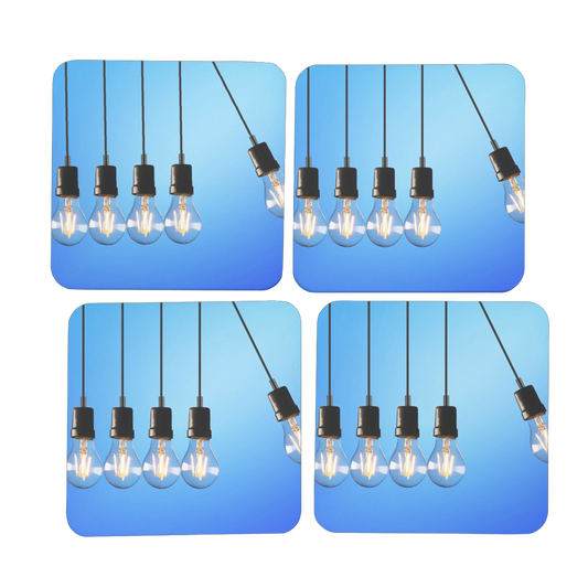 Light Bulbs Hardboard Coaster Set of 4