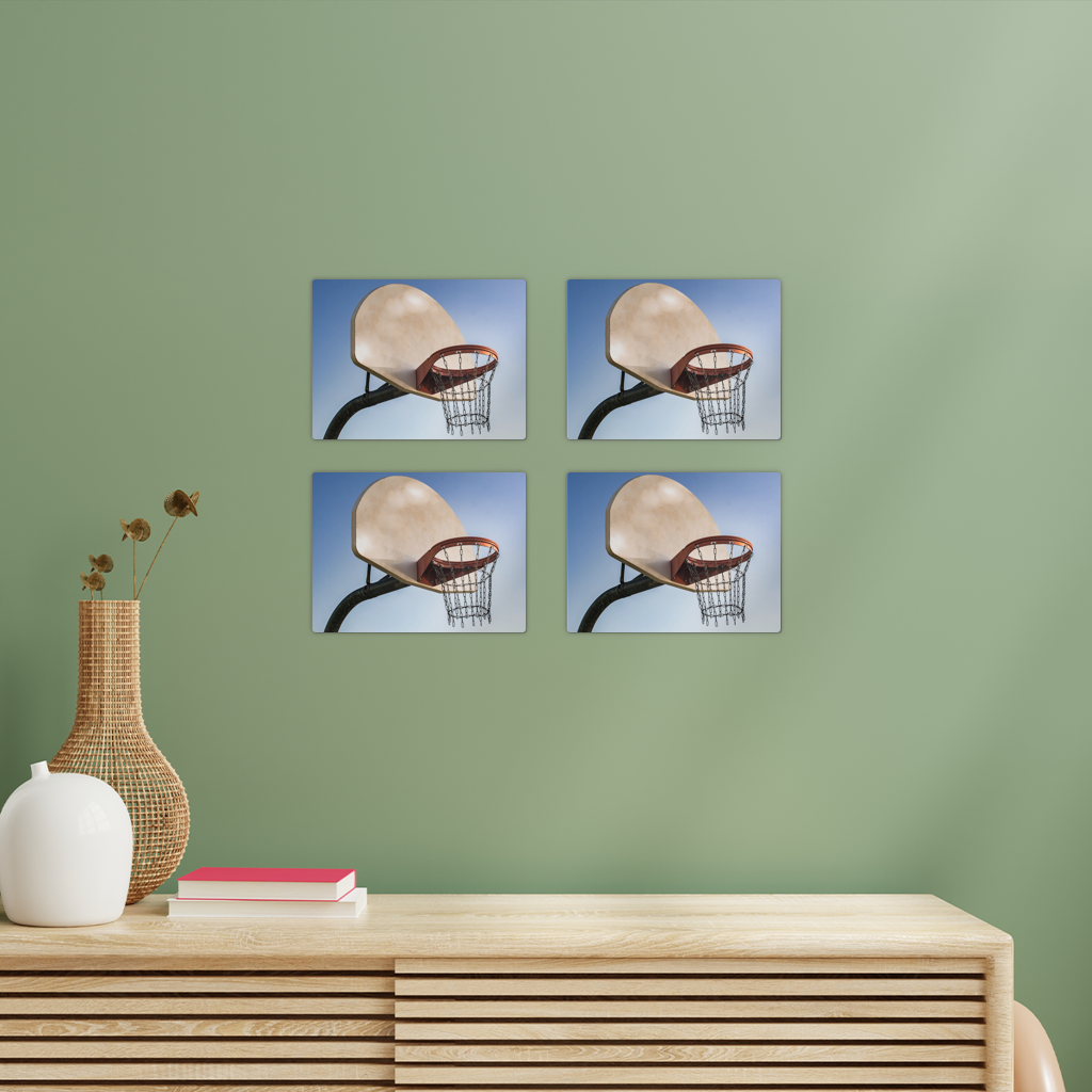 Basketball Rectangle Wall Tiles Set of 4