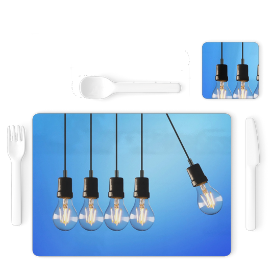 Light Bulbs Single Placemat and Coaster Set