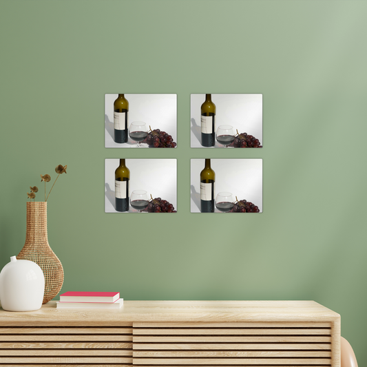 Wine Rectangle Wall Tiles Set of 4