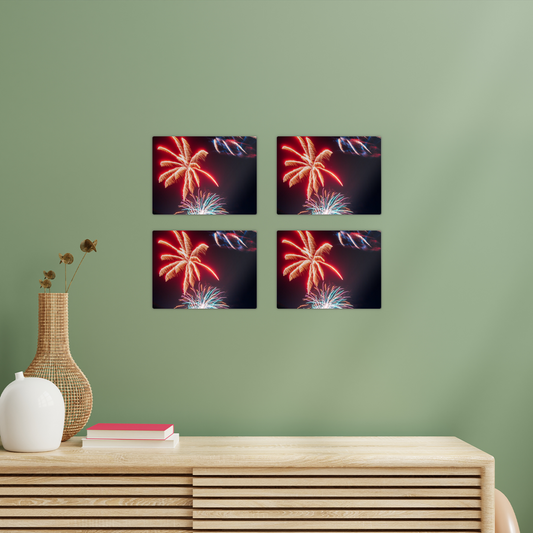 Fireworks Rectangle Wall Tiles Set of 4