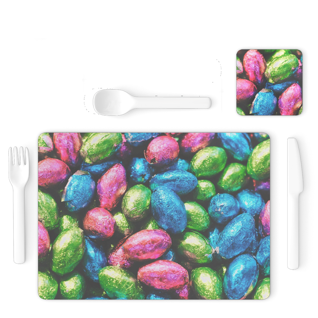 Easter Eggs Single Placemat and Coaster Set