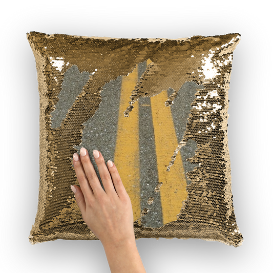 Road Sequin Cushion Cover