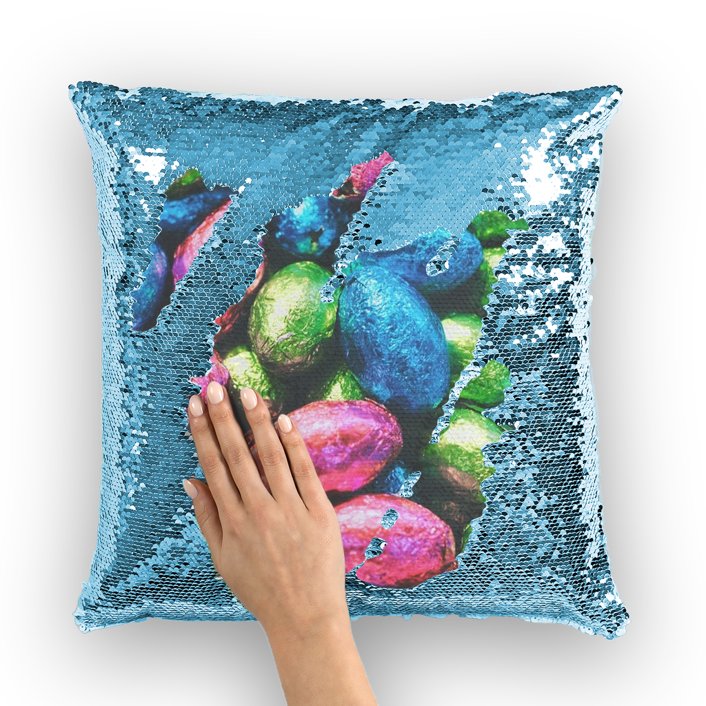 Easter Eggs Sequin Cushion Cover