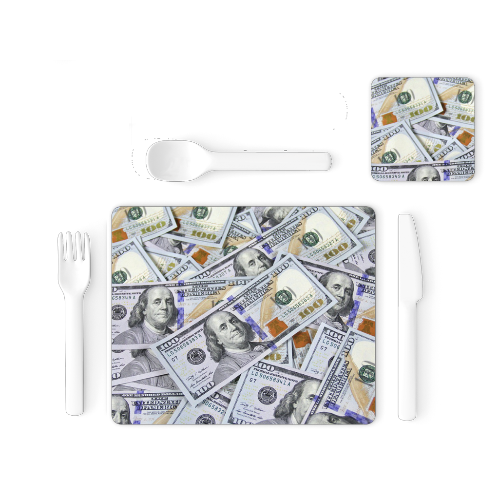 Money Single Placemat and Coaster Set