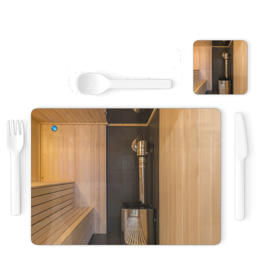 Sauna Single Placemat and Coaster Set
