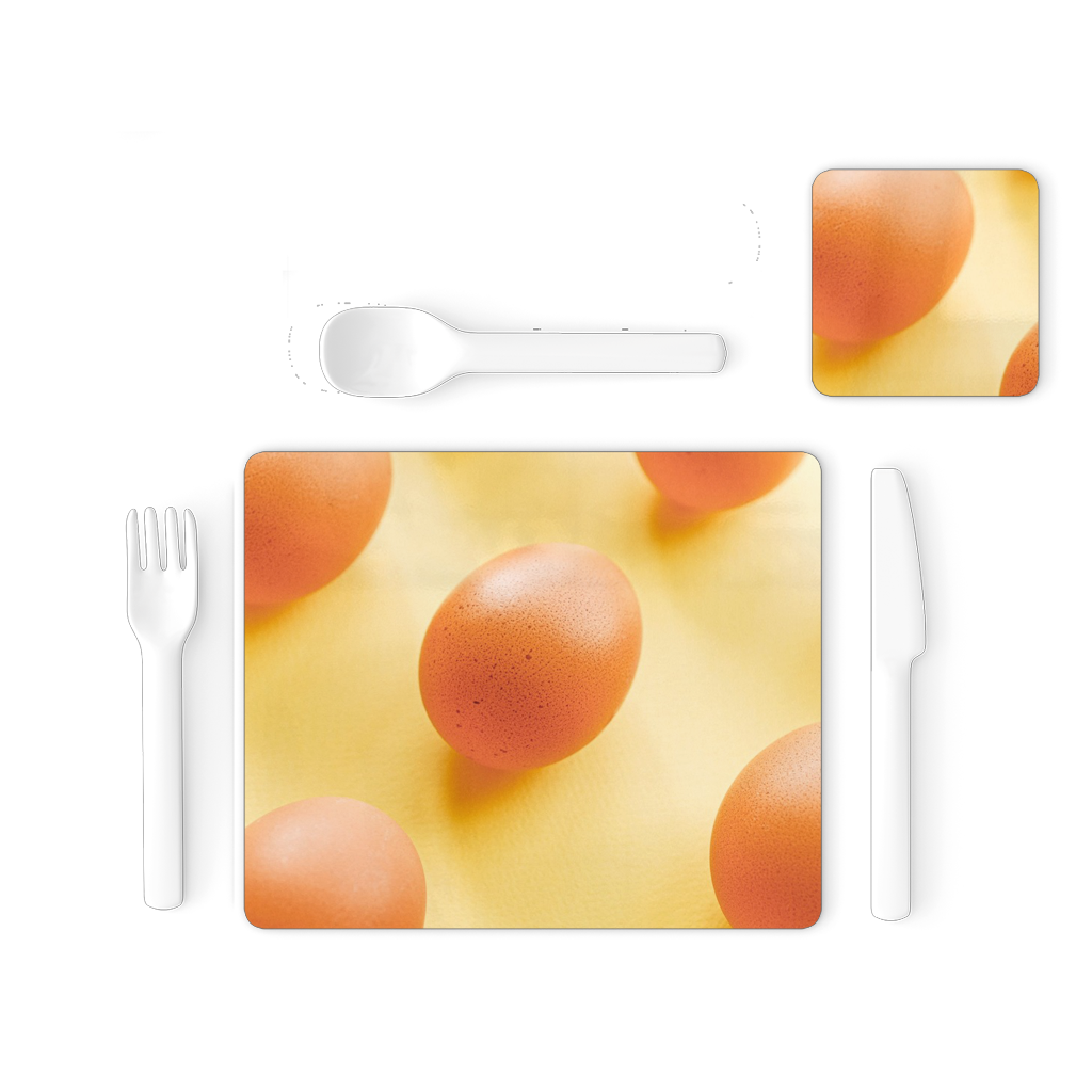 Eggs Single Placemat and Coaster Set