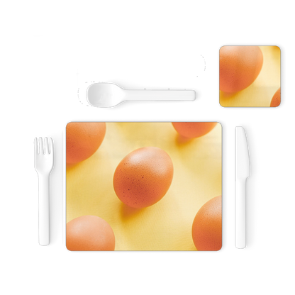 Eggs Single Placemat and Coaster Set