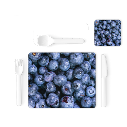 Blueberry Single Placemat and Coaster Set