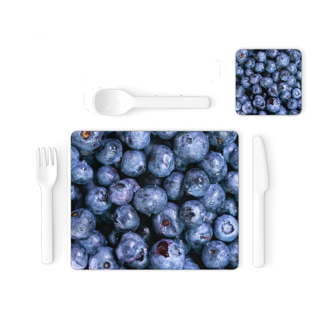 Blueberry Single Placemat and Coaster Set