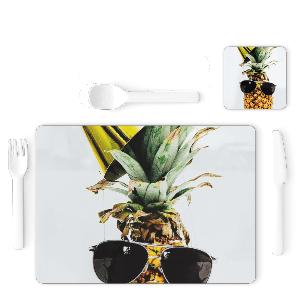 Pineapple Single Placemat and Coaster Set