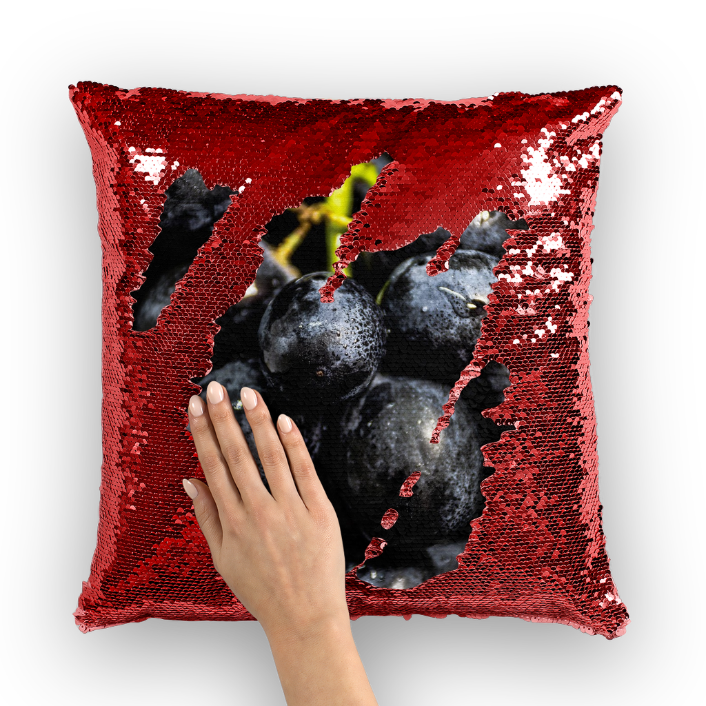 Grapes Sequin Cushion Cover